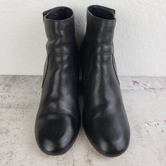 EILEEN FISHER Harris Tumbled Leather Ankle Bootie Black size 9 Lagenlook Goth - Picture 11 of 13